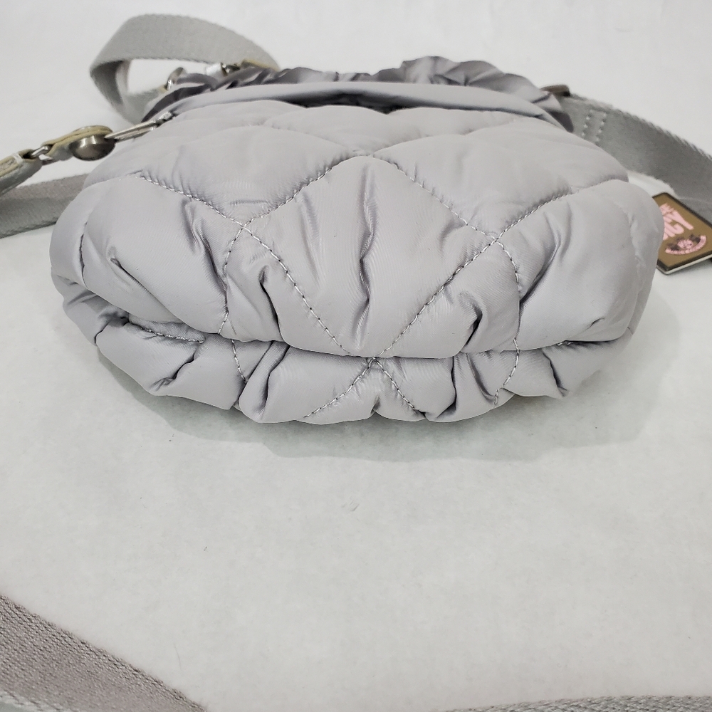 Juicy Couture Gray Nylon Quilted Swing Bag/Crossbody Bag Y2K YSRU1092 Silver NWT - Picture 12 of 16